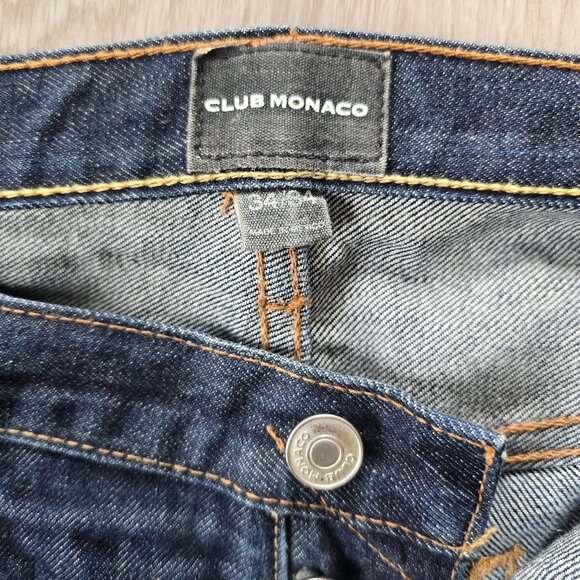 Club Monaco | dark wash denim button-fly straight leg jeans | MENS 34" - Picture 5 of 10